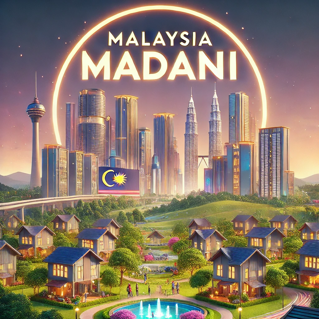 Malaysia Madani vision with modern housing and green parks